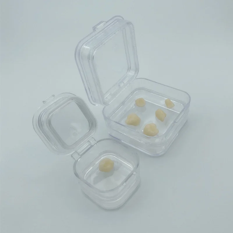 Dental Membrane Film Box Transparent Denture Pillow False Teeth Box Hinged for Dental Lab Display Briadges/Crowns