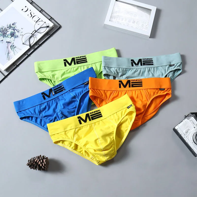 Sexy Men's Panties Underwear Cotton Sexy Low Waist Breathable 3D Relief Briefs Personalized Cotton Men's Shorts Panties 3Pcs/Lot