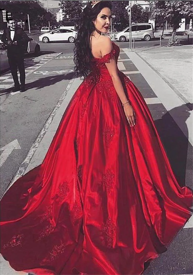 Robe de soirée longue rouge à épaules dénudées, élégante Robe de bal réfléchissante avec des Appliques de perles, 2022