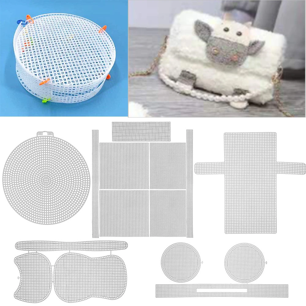 Plastic Mesh Cloth Bag DIY Handcraft Bags Making Latch Hook Bags Weaving Material Made Grid Hook Crafts Sewing Accessories