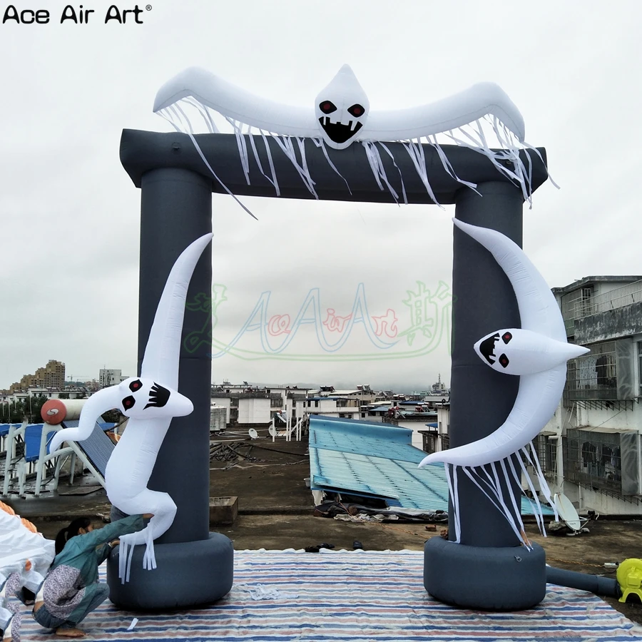 Halloween Inflatable Square Arch, Ghost Winding, White, Horror, Holiday Decoration, 2023