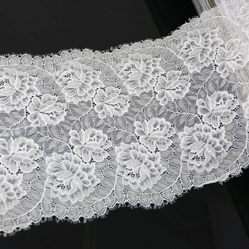 (3 meters) 23cm flower Stretch Lace Trims For Clothing Accessories Dress Sewing Applique Costume Lace Fabrics