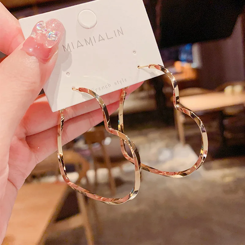 BLIJERY New Punk Gold Silver Color Heart Hoop Earrings for Women Jewelry Gift Female Hip hop Big Metal Earring