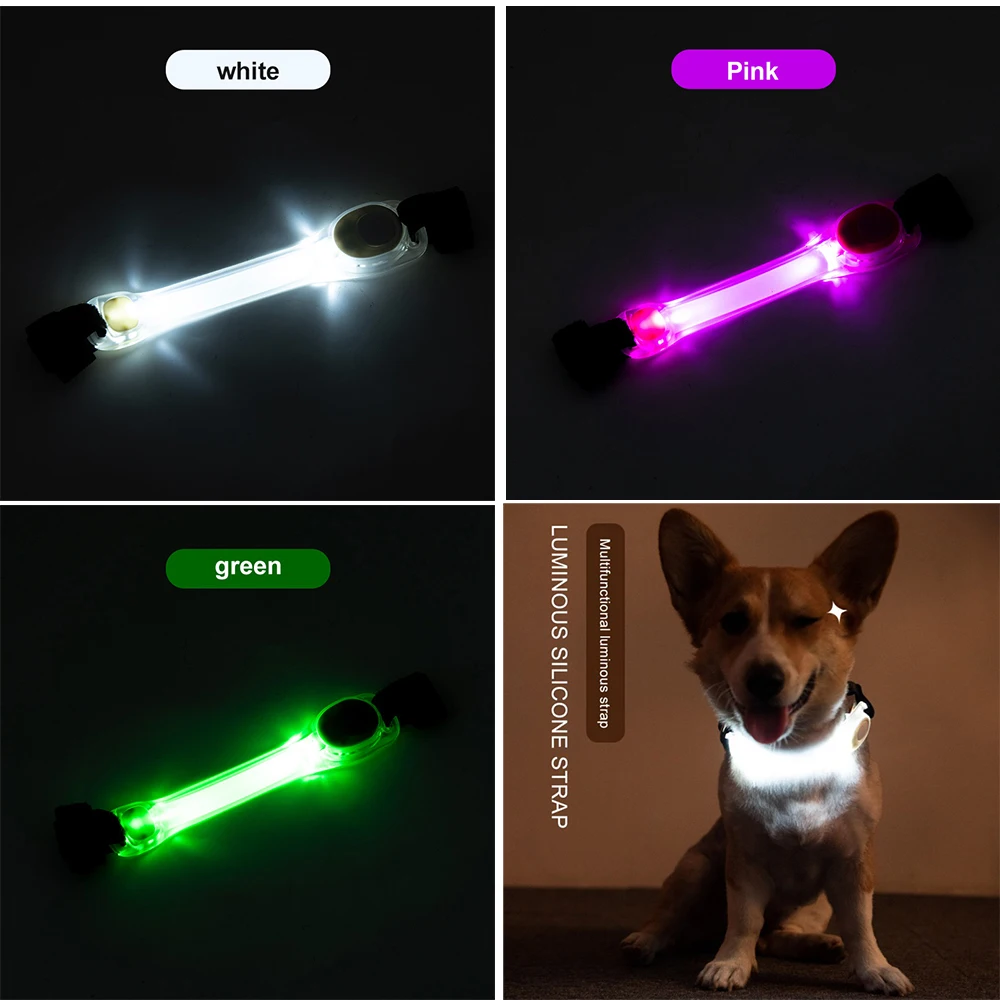 LED Dog Collar Colorful Luminous Straps Warning Light Suitable for Night Safety Running Traction Rope Collar for Dog Accessories