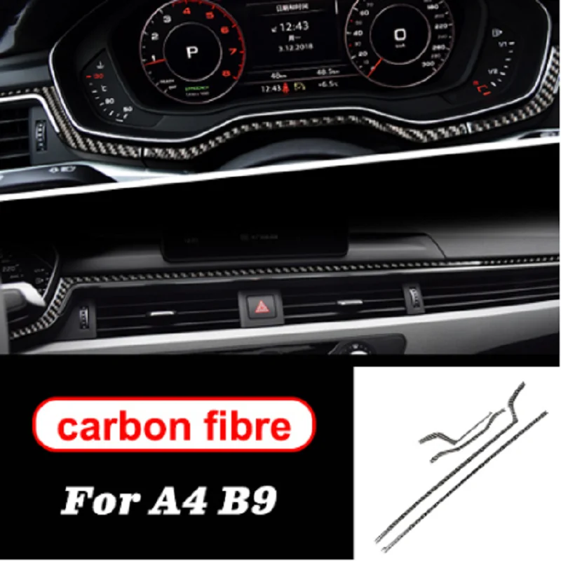 

Carbon Fiber Auto Accessories Central control Panel Instrument console Decoration Strips Stickers Fit For Audi A4 B9 2017-2019