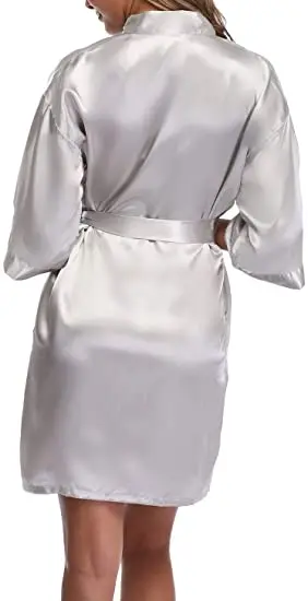 Lingerie robe et chemise de nuit sexy en satin pour femme, kimono décontracté, peignoir de bain, tissu soyeux, cadeau de mariée