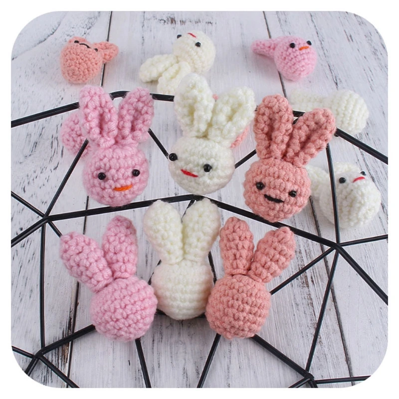 5 Pcs/Pack Handmade Crochet Woolen Beads Cartoon Animal DIY Pacifier Clip Chain Accessories Baby Teething Soother Decor Toys