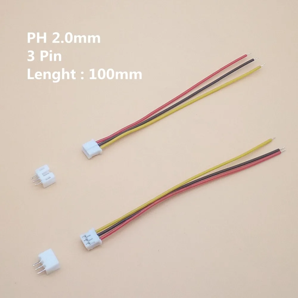 10Sets PH2.0 Mini Micro JST 2.0 PH Male Female Connector 2/3/4/5/6/7/8/9/10-Pin Plug With Terminal Wires Cables 100MM 26AWG 10cm