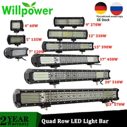 Willpower 9D Quad Row LED Bar 4-23 inch Offroad LED Work Lights for Driving Boat Car Tractor Truck 4x4 4WD SUV ATV 12V 24V