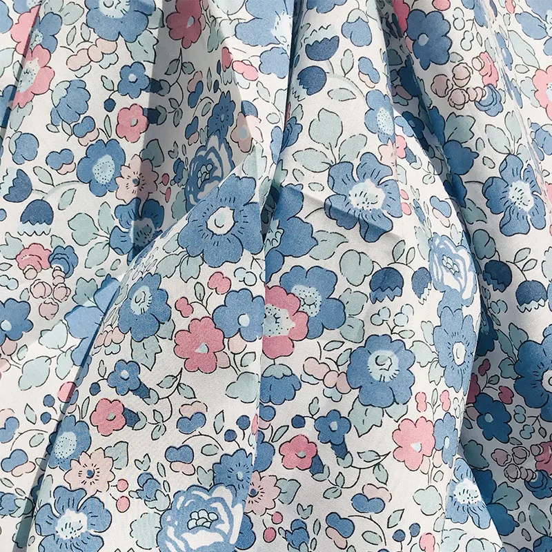 Betsy Blue 80S Tissun liberty Cotton Fabric For Kids Baby Sewing Cloth Dresses Skirt DIY Handmade Designer Patchwork Meter 2021