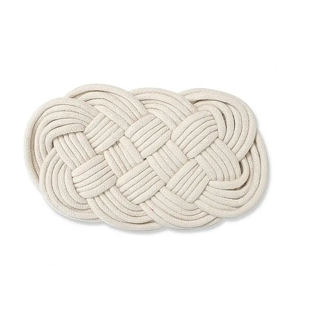 Mixed Color Oval Table Mats Non-Slip Table Dining Rattan Insulation Mats Cotton Thread Jute Cross Woven Table Coasters Pot Mats