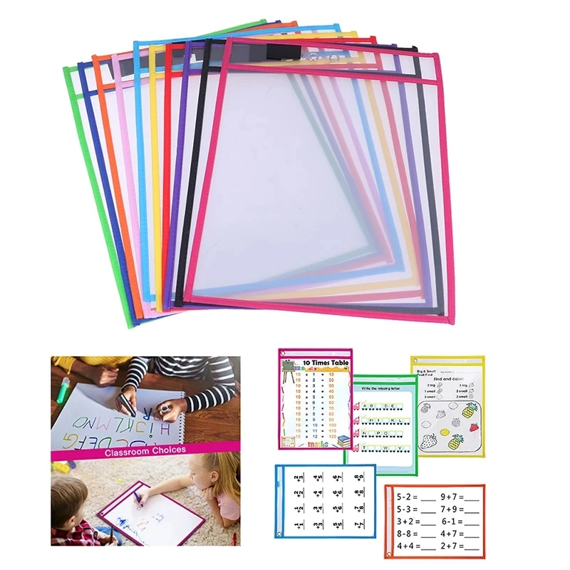 

1pcs Reusable Dry Erasable Pockets Transparent Write And Wipe Drawing Board Dry Brush Bag File Pocket For Teaching Kids Pastels