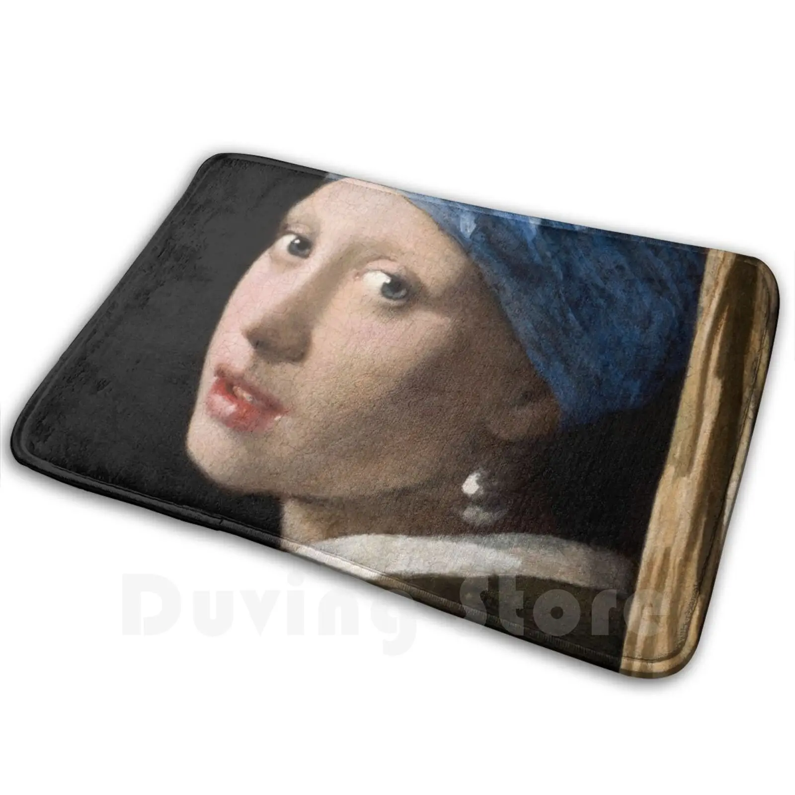 Girl With A Pearl Earring-Johannes Vermeer Mat Rug Carpet Anti-Slip Floor Mats Bedroom Johannes Vermeer Dutch Famous Painter