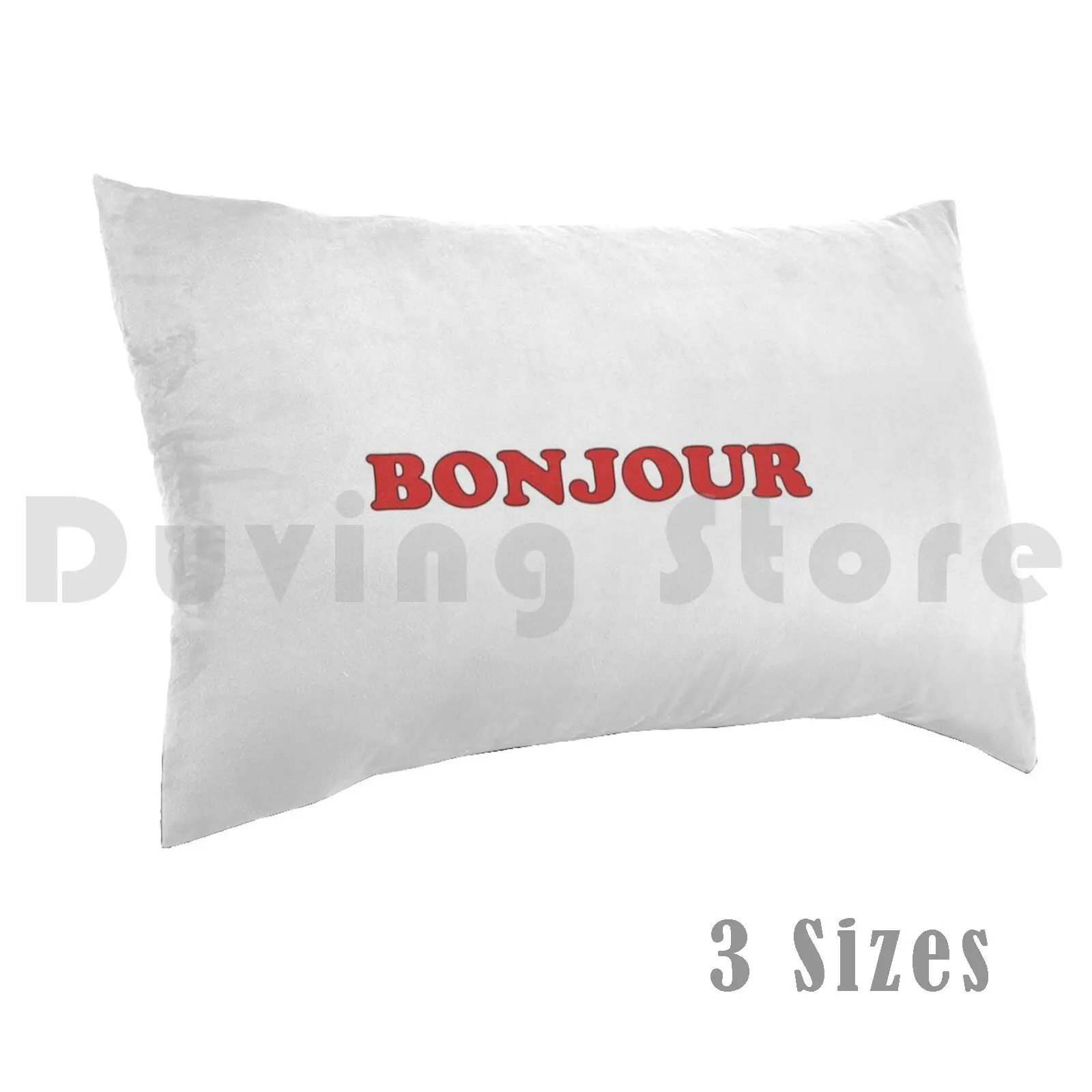 Bonjour French Phrase-Sticker Pillow Case Printed 50x75 Bonjour Bon Jour Goodday Good Day Hello Hi