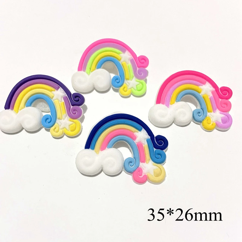 30Pcs/lots Lovely Rainbow Flat Back Resin Accessories for Jewelry Making DIY Phone Shell Crafts Ornament