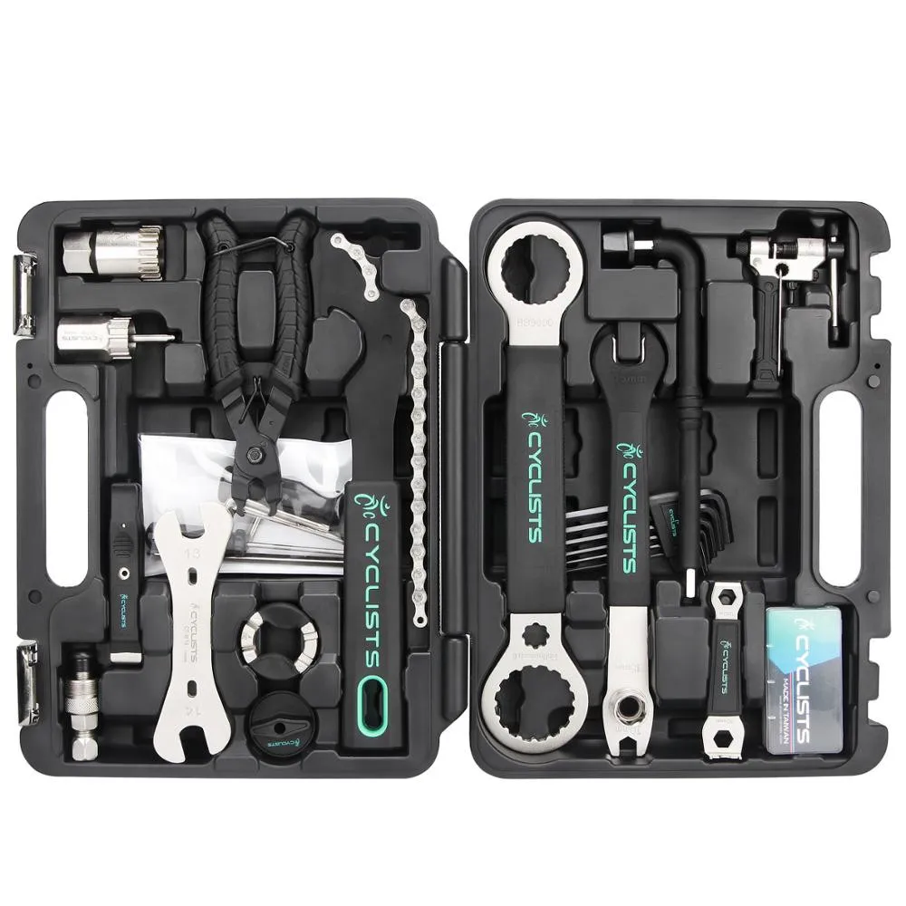 GI 18 In 1 Professional Bicycle Tools for MTB/RD Bike Chain Pedal BB Wrench Hex Key Multi-function Bike Tools Kit Box Set CT-K01