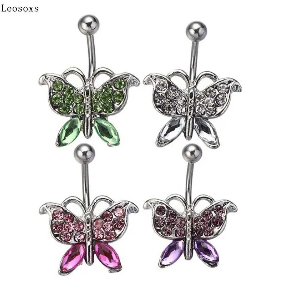 

Leosoxs 1 Pcs Hot Sale Butterfly Belly Button Ring, Stainless Steel Belly Button Nail, Belly Button Button Jewelry