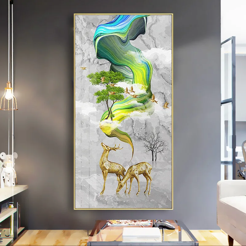 New 70x140cm DIY Painting By Numbers animals deers Kits Entrance Landscape paint by numbers on canvas Wall Art Home Decor