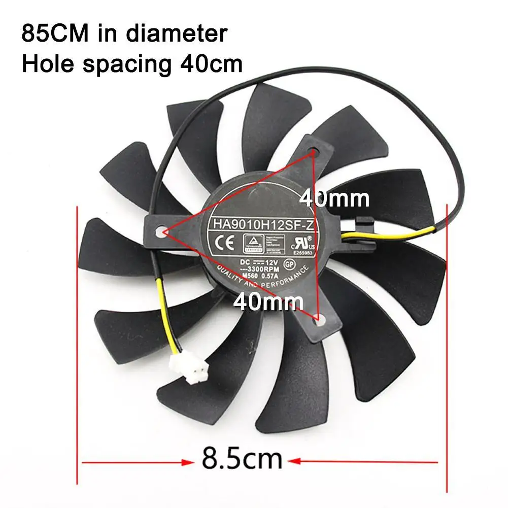 Model Is HA9010H12F-Z 85MM 0.57A 2 Pin GTX 1050 GPU Cooler Fan For MSI Geforce GTX 1050 2G GTX 1050Ti 4G OC Graphic Card Cooling