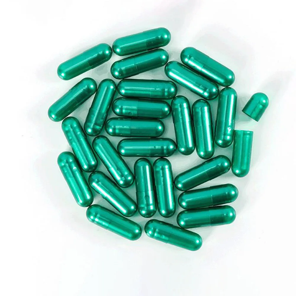 1000 pezzi di dimensioni Standard 00 # capsule vuote di gelatina dura verde, capsule di gelatina vuote medicinali, capsule unite o separate