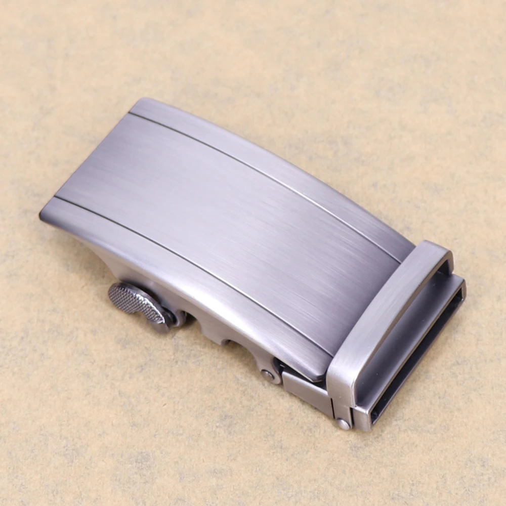 High Quality Automatic Belt Buckle Solid Alloy Business Click Buckle Rectangle Wire Drawing Process Fits In 3.5 CM Ratchet Belt