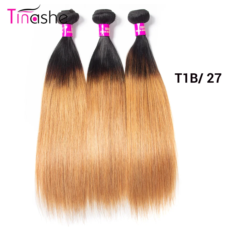 Tinashe Hair Ombre Brazilian Hair Weave Bundles Honey Blonde 1B 27 30 Burgundy Red Colored Straight Human hair Bundles 1 3 4 pcs