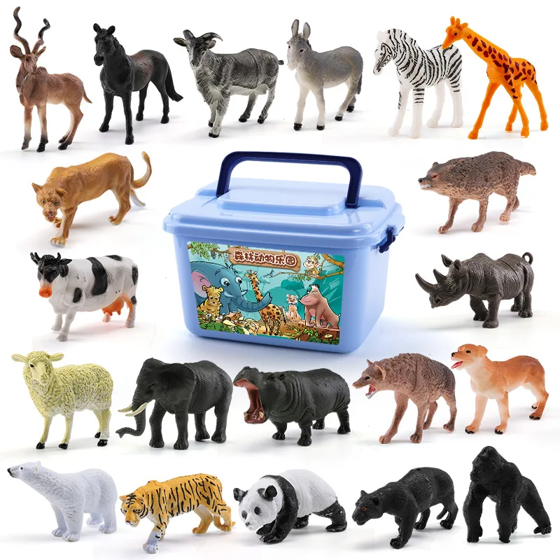 Animal World Zoo Animal Model Figure Action Toy Set Cartoon Simulation Animal Lovely Plastics Educational Toy For Kids Children