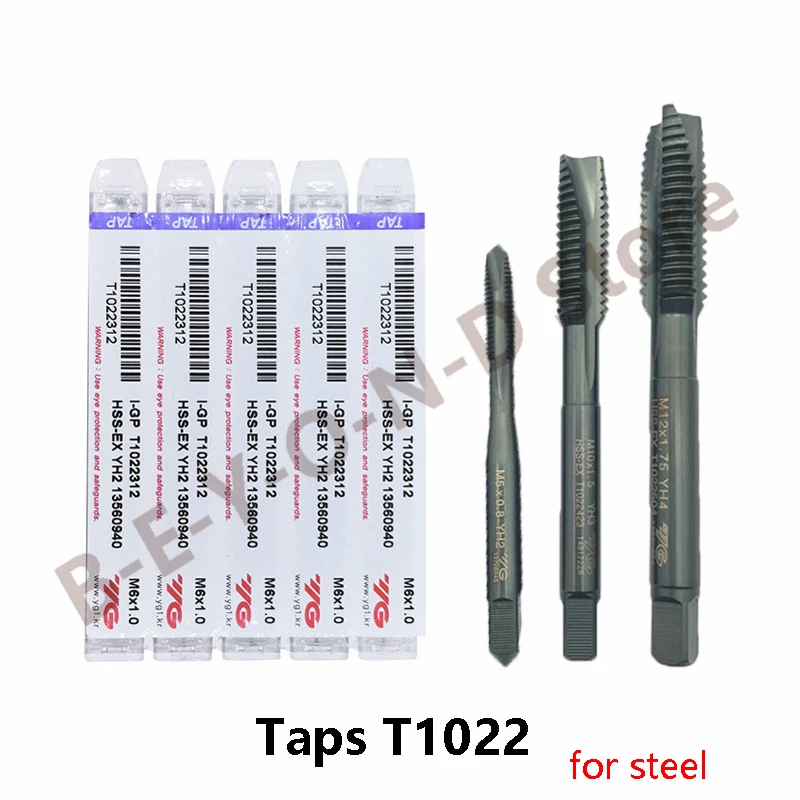 Original YG-1 Taps T1022 M2 M5 M8 M10 M12 Tip Tap Machining of Carbon Steel and Alloy Steel Excellent Chip Removal 1pcs/5pcs