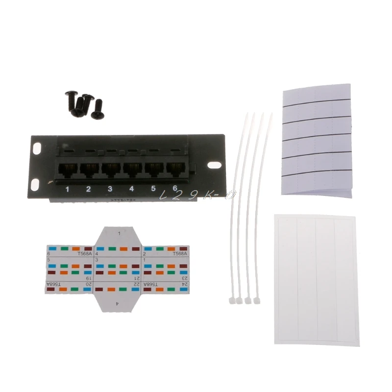 ชุดเครื่องมือเครือข่าย 6 พอร์ตCAT5 CAT5EแผงRJ45 เครือข่ายWall Mount Rack Mount Bracket