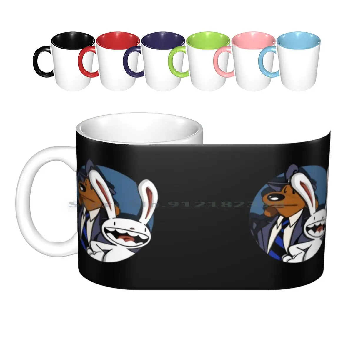 Sam And Max Ceramic Mugs Coffee Cups Milk Tea Mug Sam And Max Hit The Road Sam Max Dog Bunny Cartoon Computer Game Gamer 90s