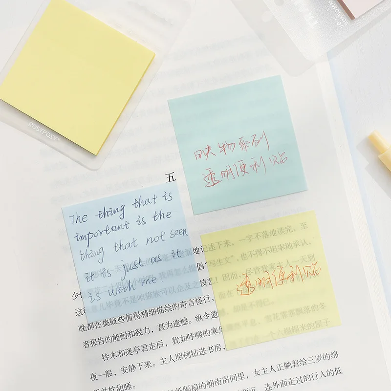 Creamy Color Matte Transparent Sticky Notes Markers Notes For Study Recite Portable Memo Pads