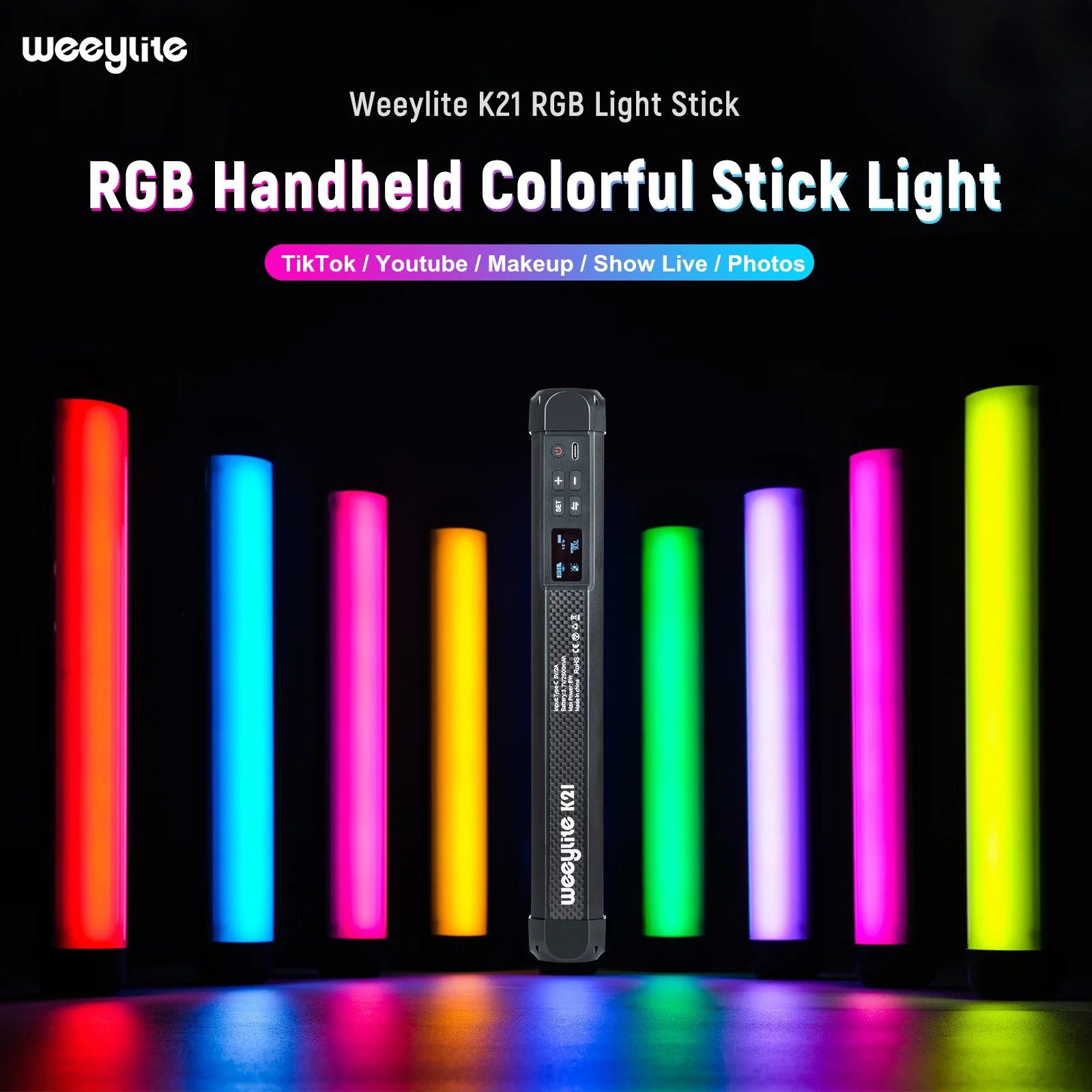 Weeylite K21 8W Stick Fill in Light LED RGB Soft Tube Light luce portatile fotografia illuminazione foto Video Light