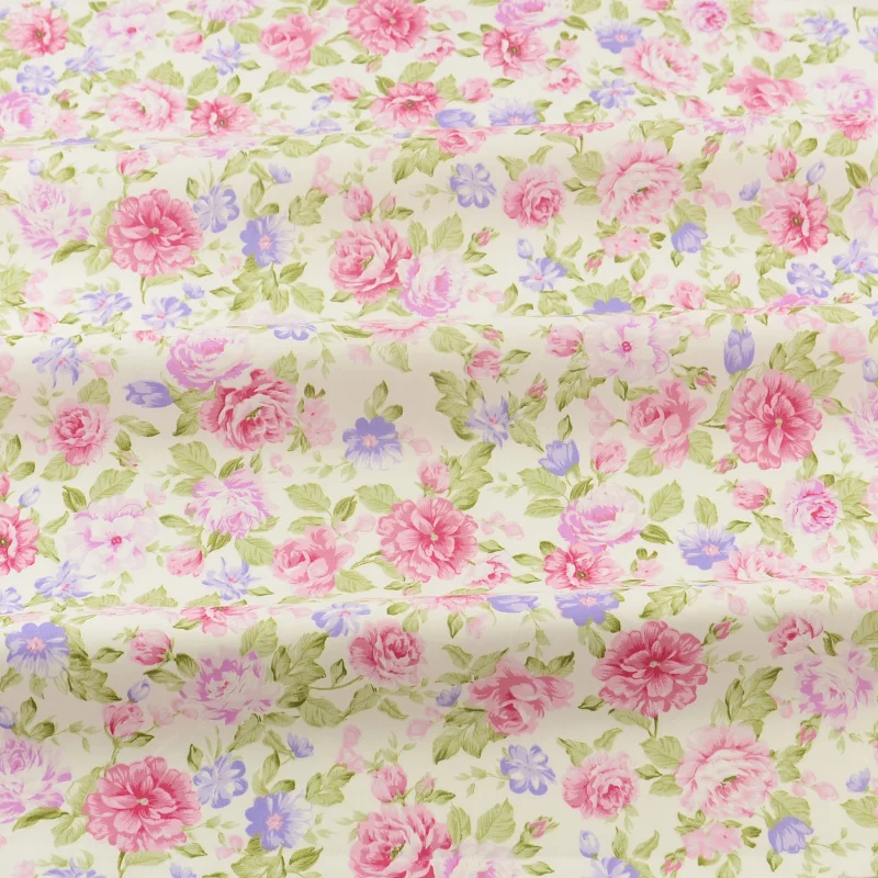 Pink Printed Blooming Flowers Designs 100% Cotton Fabric Sewing Crafts Quilting Patchwork Home Textile Bedding Scrapbooking