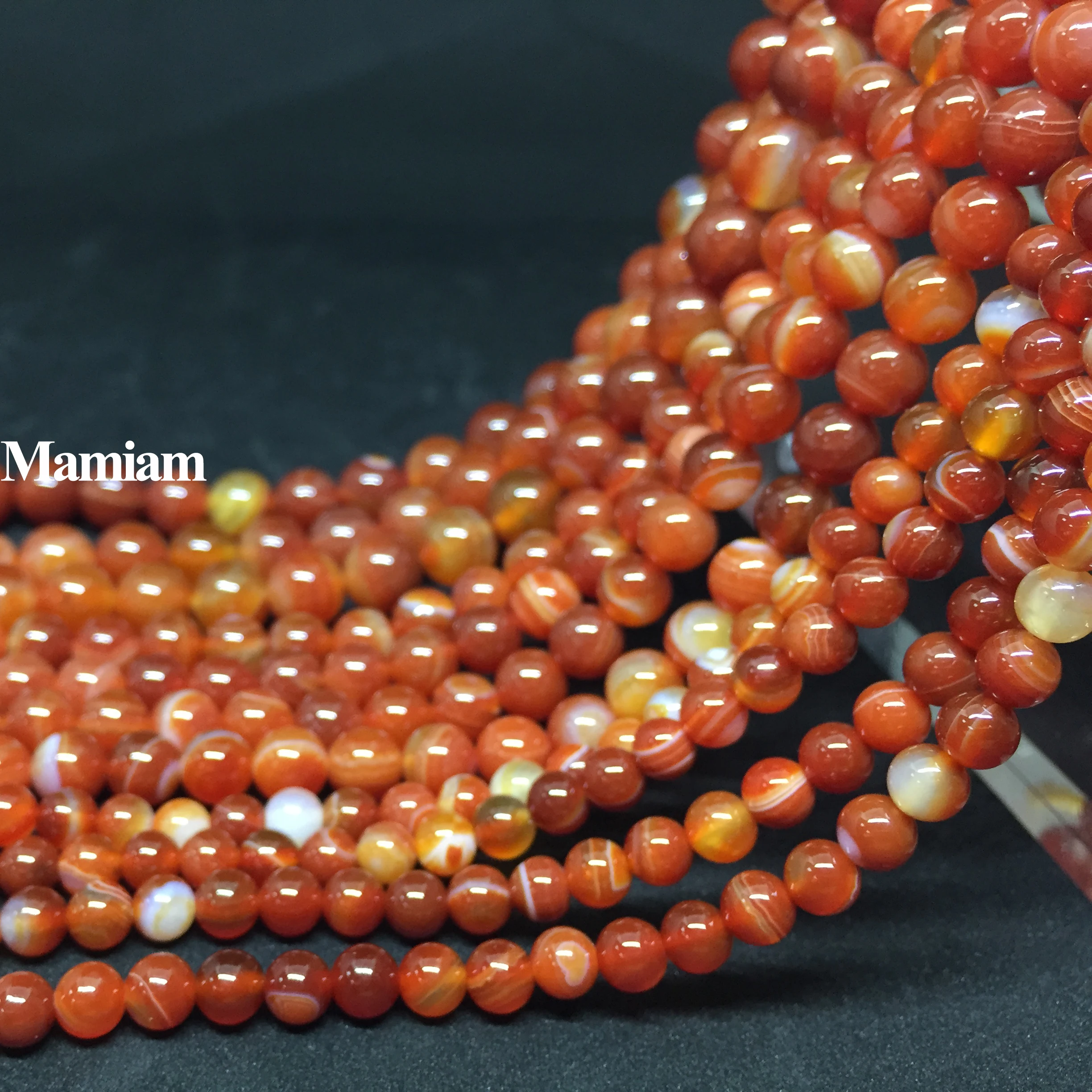 Mamiam Red Onyx Agate Beads 6-10mm Smooth Loose Charm Round Stone Diy Bracelet Necklace Jewelry Making Gemstone Gift Design