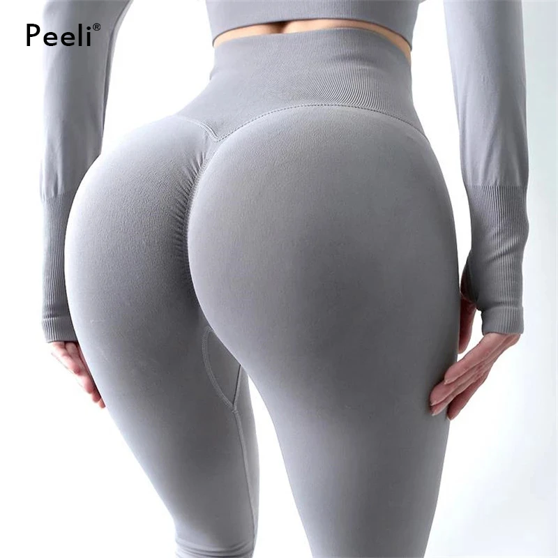 Peeli Sport Women Leggings for Fitness Scrunch Butt Gym Leggings High Waist Seamless Yoga Pants Push Up Nylon Workout Tights