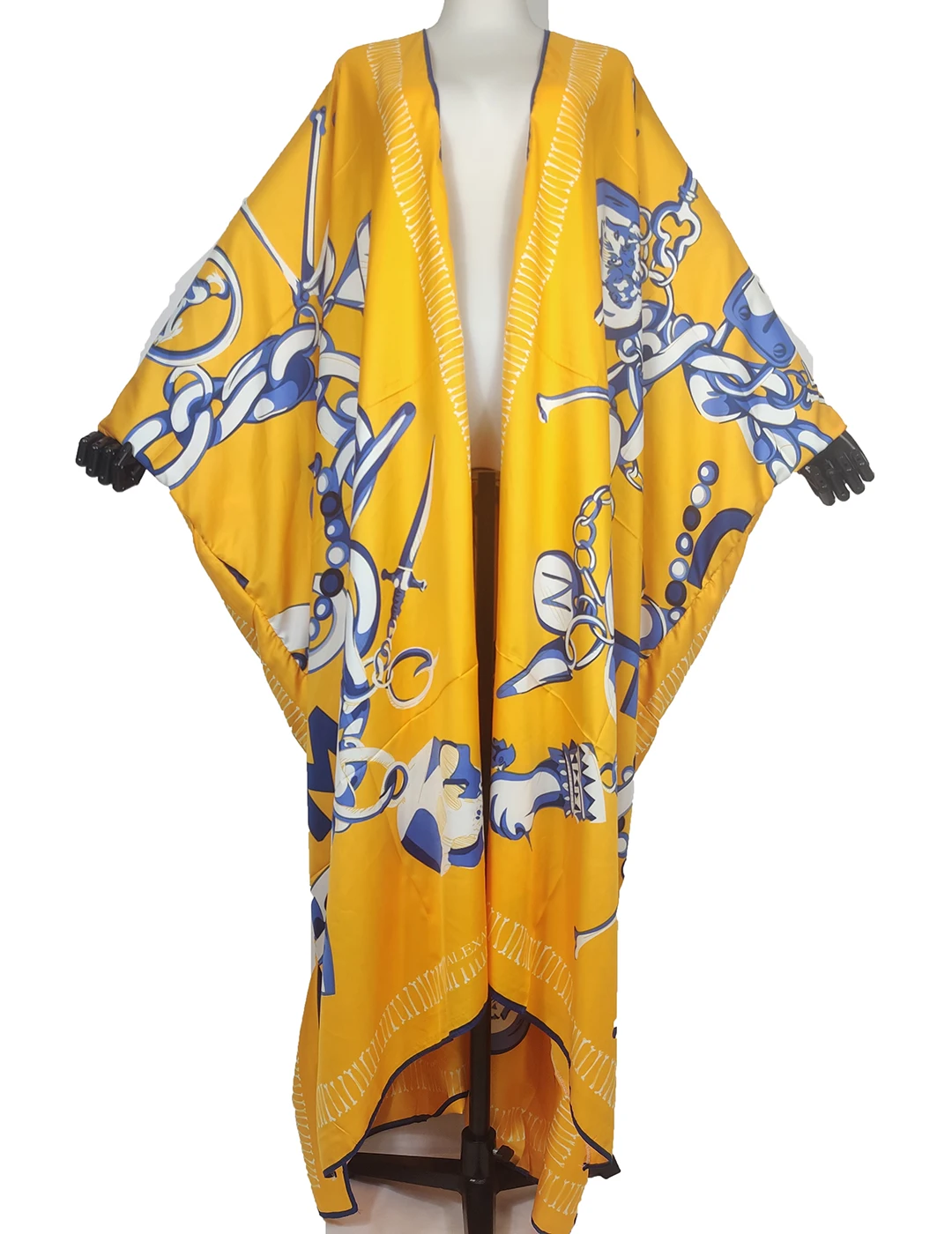 

Plus Size European Printed Bohemian Kimonos For Lady Middle East Muslim Kaftan Robe Cardigan Duster Coat For Women