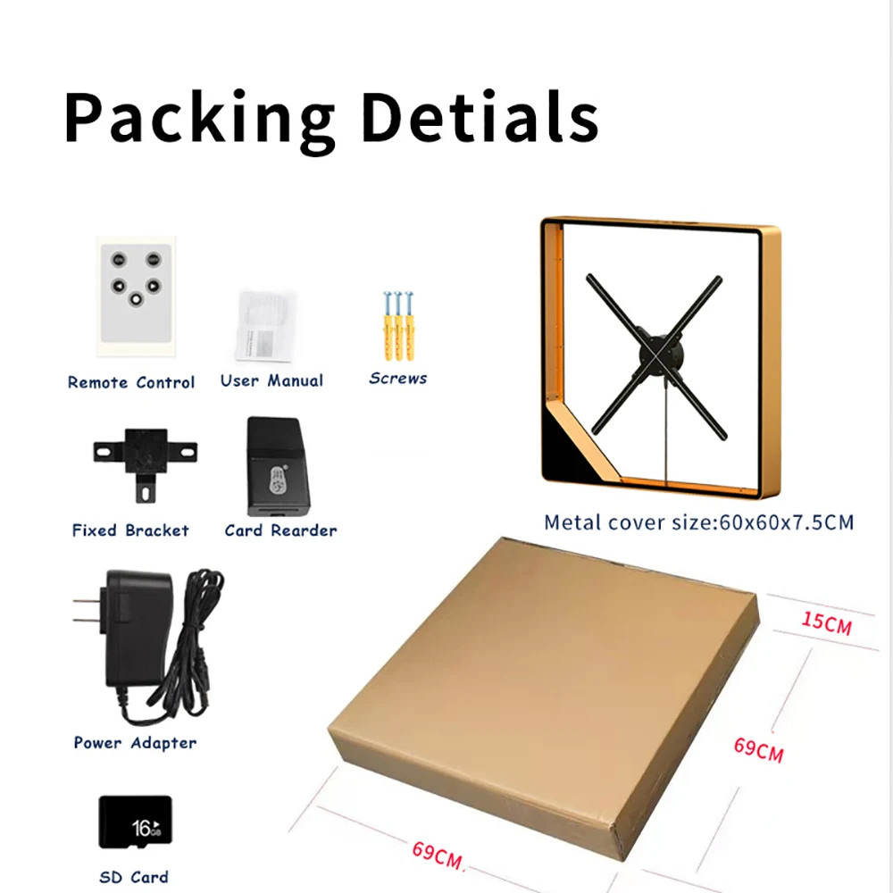 56CM 640Pcs LED WIFI Version With Metal Cover LED Holographic Display Advertising Logo Imaging Lamp Lights for Party Decorations