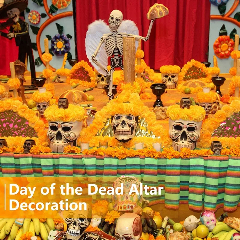 HOT-3.9Inch Marigold Flowers Artificial Day Of The Dead Flower 50Pcs Fake Marigold Flowers Head For Marigold Garland Making