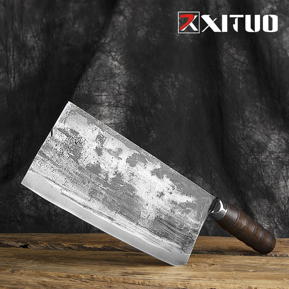 ​​XITUO Wide Blade Handmade Knife Professional Boning Knife Kitchen Chef Knife High Carbon Steel Cooking Knife Meat Cutter Sharp