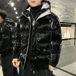 Mens winter down jacket  2021 new print Graffiti couple thickening short hat slim-fit fashion quality brand warm coat lovers