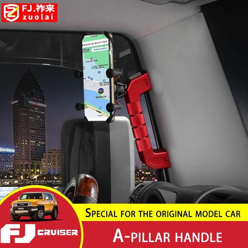 

For Toyota FJ Cruiser A-pillar Handle Aluminum Alloy Roof Handle Mobile Phone Holder Cruiser Interior Door Handles Modification