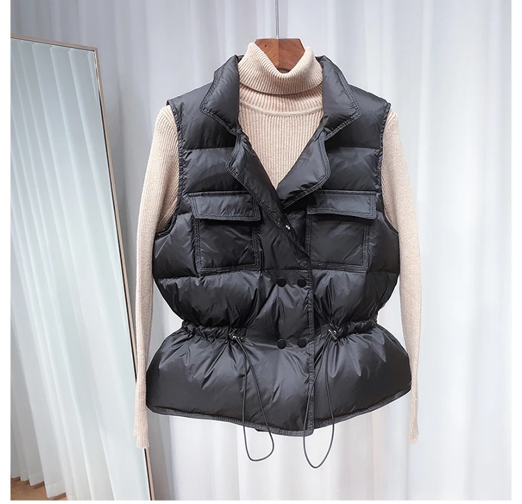 Light Down Vest Coat Women Bodywarmer Vest Windproof Lightweight Waistcoat Female White Gilets Windbreaker Down Coat Jacket