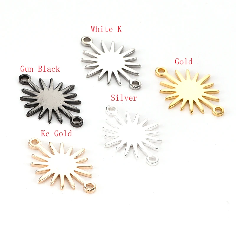 18 * 13.2mm Brass Double Hanging Glossy Sun Flower Small Sun Charm Pendant DIY Bracelet Necklace Accessories