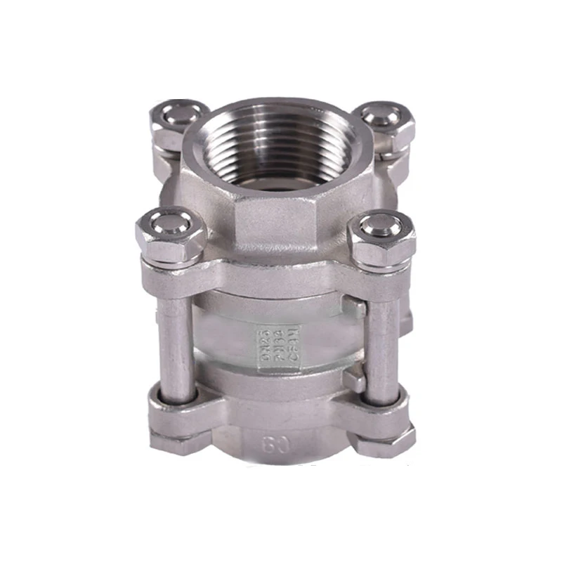 304 Stainless Steel Three-piece Check Valve Vertical Reverse Spring One-way Valve 1/2