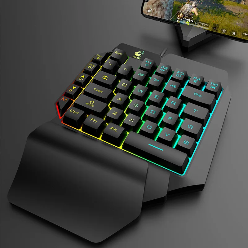 One-Handed Gaming Keyboard RGB Backlit Portable Mini Gaming Keypad Mechanical Keyboard Gaming Keyboards for Tablet Desktop