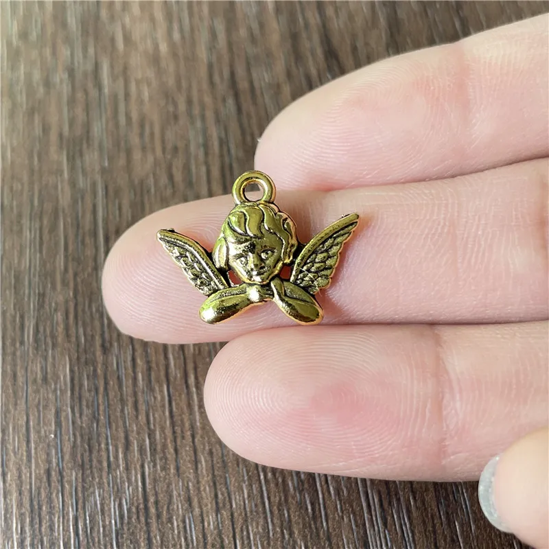 15*20mm New Charm Cute Mini Angel Pendant DIY Bracelet Necklace Jewelry Craft Connector Making Amulet Accessories Wholesale