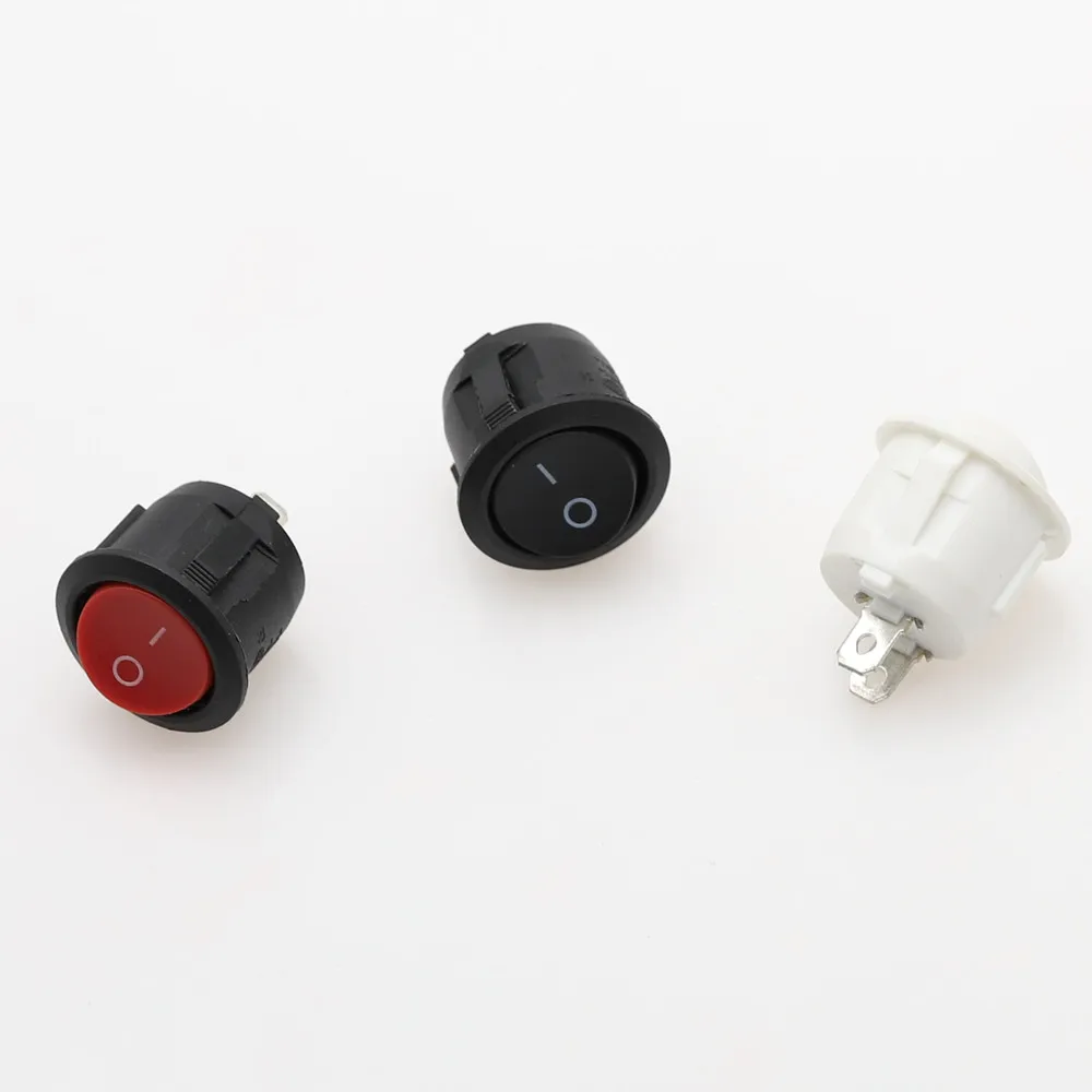 3Pcs 220V Round SPDT ON-OFF Rocker Switch KCD1-105 White Black Red AC 250V/6A 125V/10A Toggle Switch  2Pin