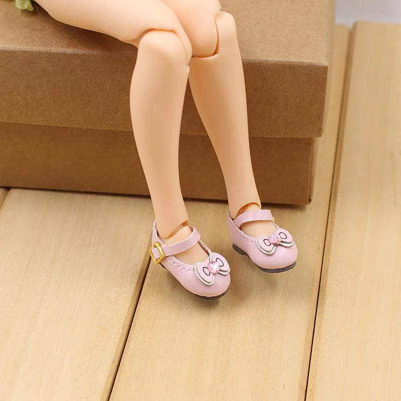 Nowe małe słodkie płaska kokarda buty LadyStyle nadające się do Blyth 1/8 BJD Azone moda dzień przycisk skórzane akcesoria do butów