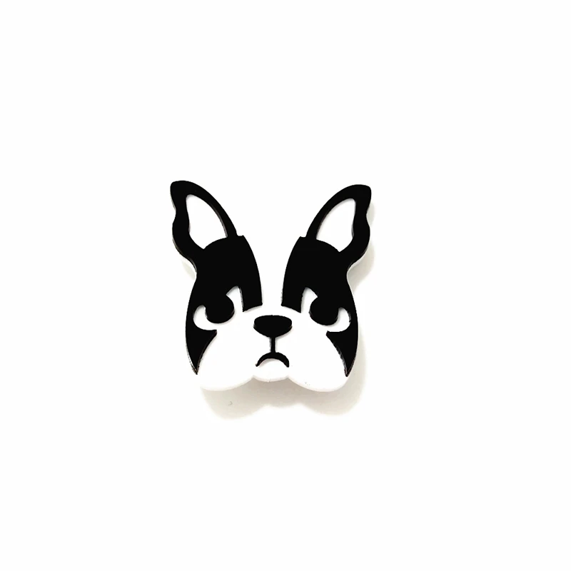 Black and White Dog Brooch for Women French Bulldog Collar Pocket Pin Cute Animal Jewelry