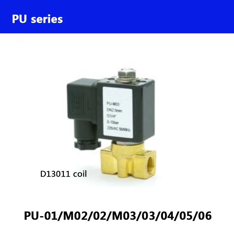 

Mini Brass Water Solenoid Valve PU Series PU-01/M02/02/0/M03/03/04 Normally Close 2 Way Direct Actuated BSP Thread D13011coil